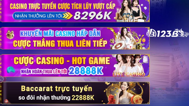 Khuyến mãi độc quyền khi chơi tại Baccarat trực tuyến 123b - Nhận tới 22888K 