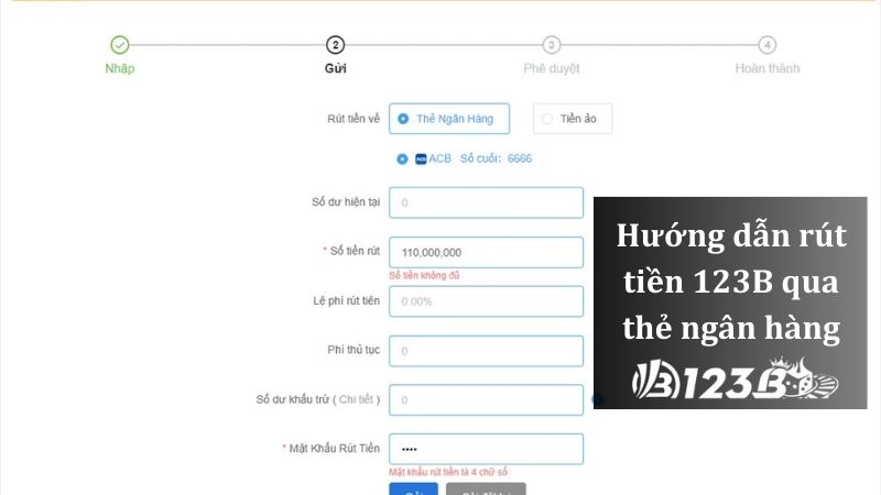 Hướng dẫn rút tiền 123B qua thẻ ngân hàng