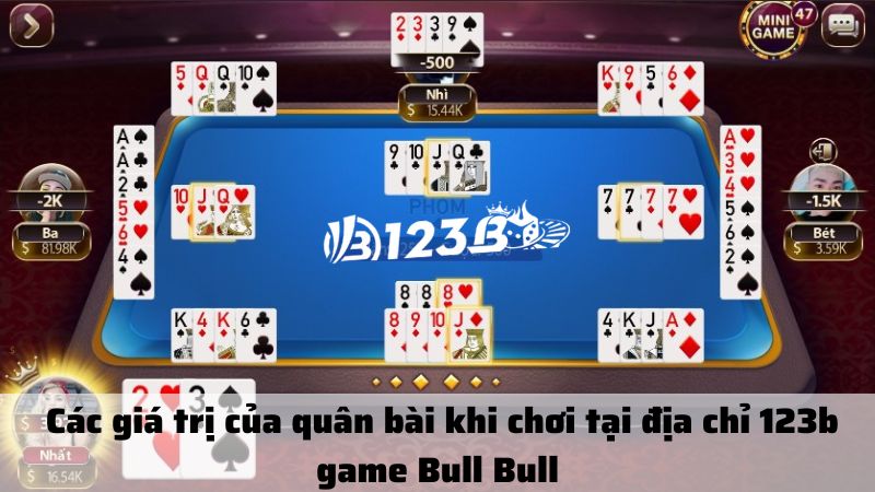  Các giá trị của quân bài khi chơi tại địa chỉ 123b game Bull Bull