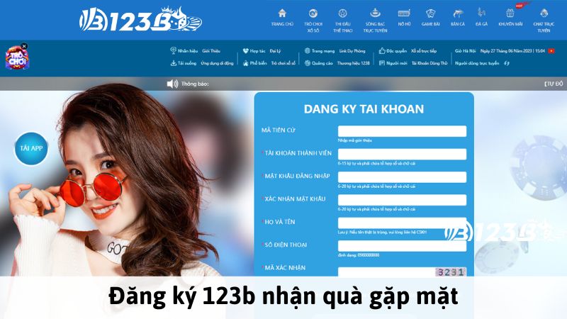 Đăng ký 123b nhận ngay phần thưởng gặp mặt tại 123B