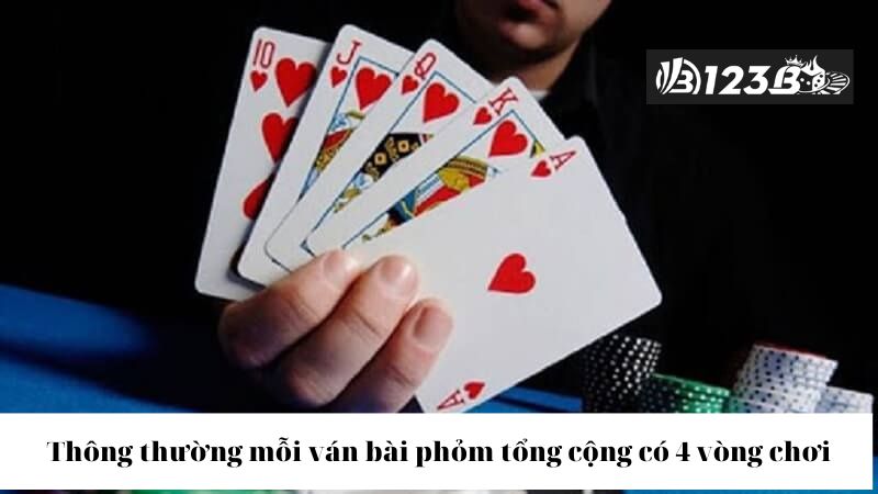 Thông thường mỗi ván bài phỏm 123B tổng cộng có 4 vòng chơi